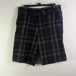 O'Neill Mens Plaid Chino Shorts Size 32 Navy black Flat Front Casual